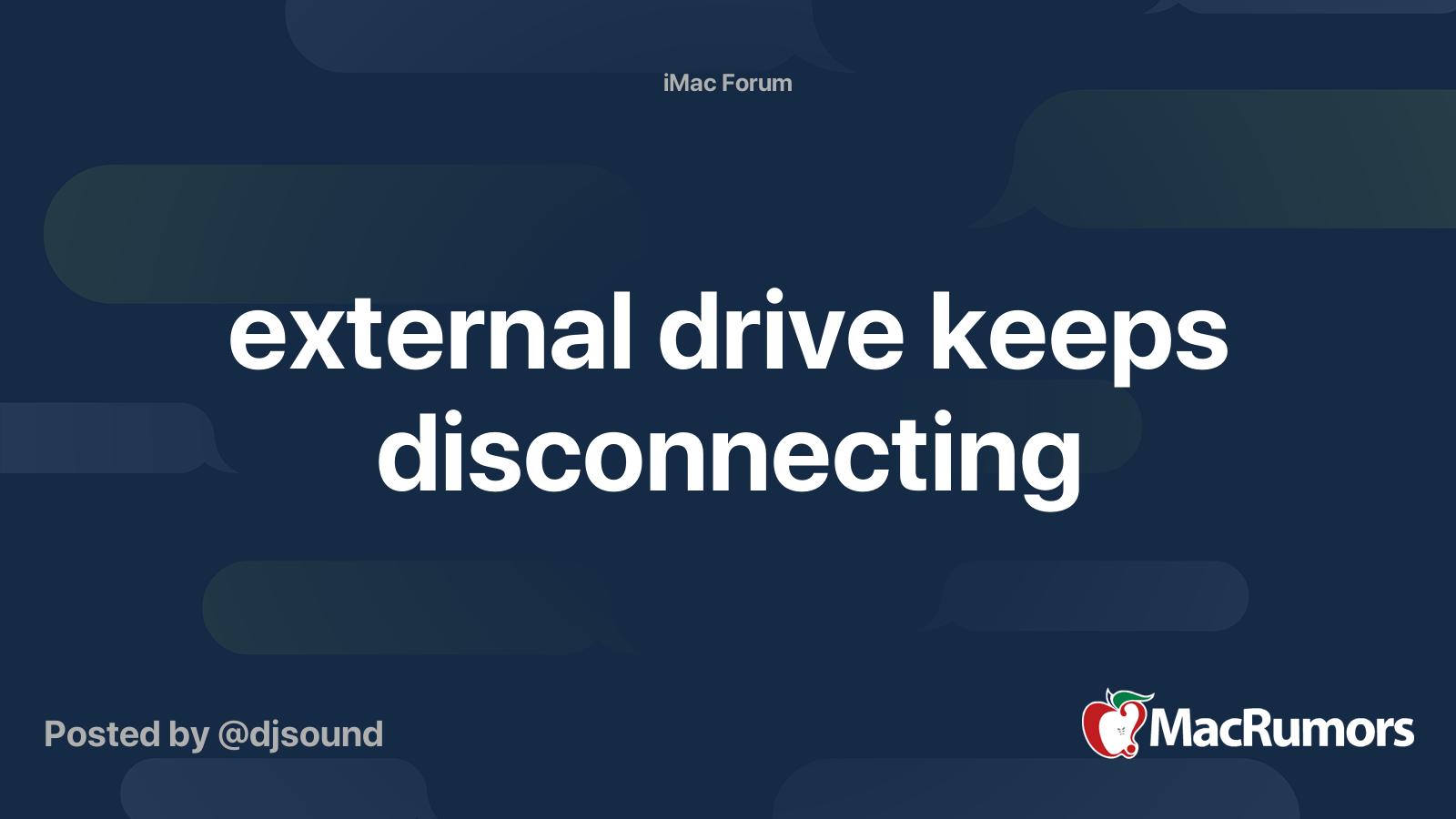 external drive keeps disconnecting MacRumors Forums