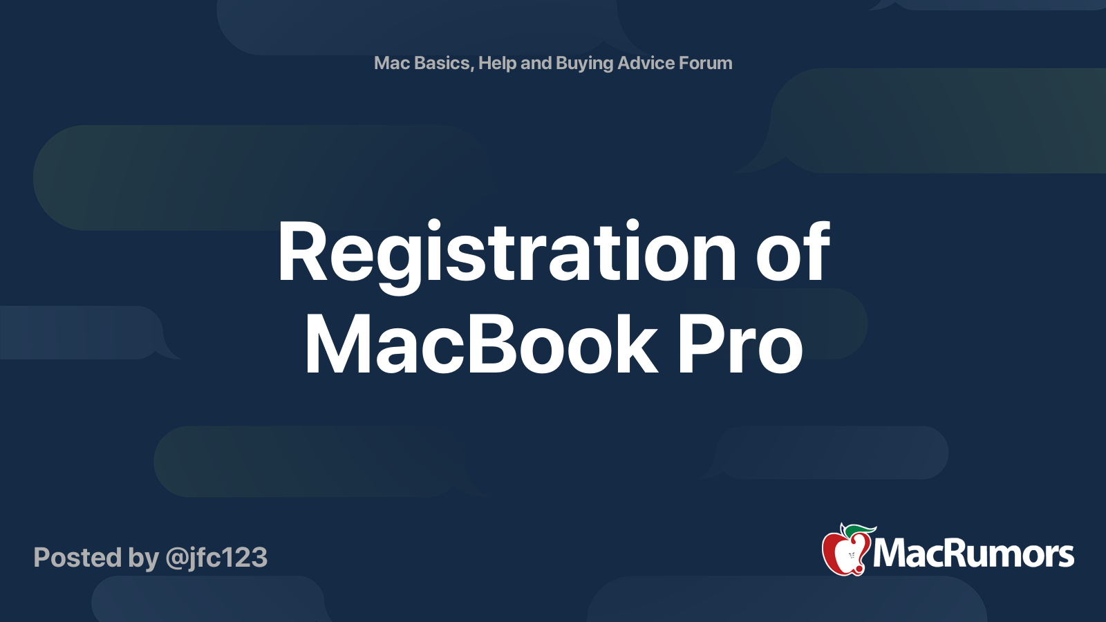Registration of MacBook Pro MacRumors Forums
