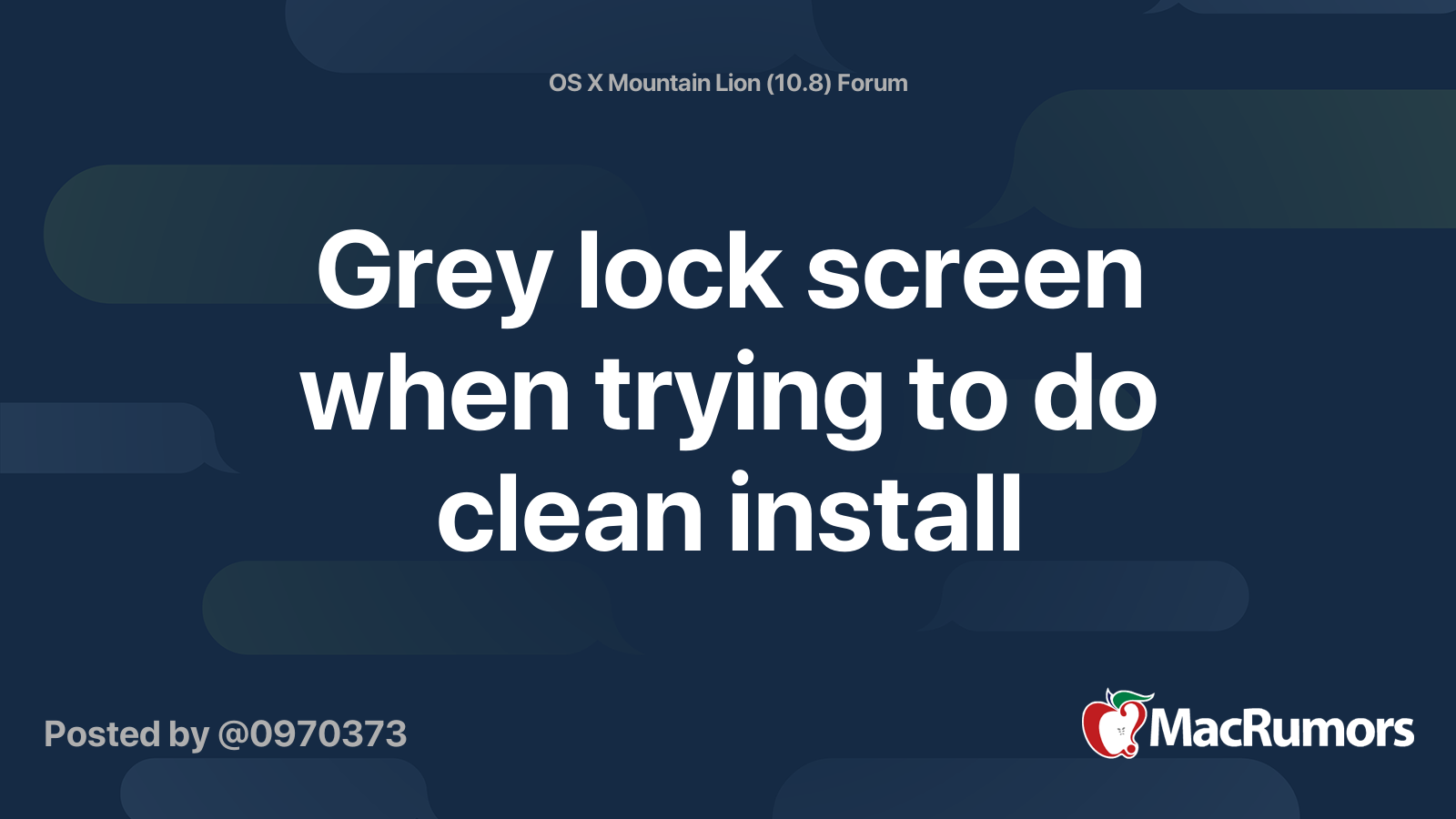 Grey lock screen when trying to do clean install | MacRumors Forums