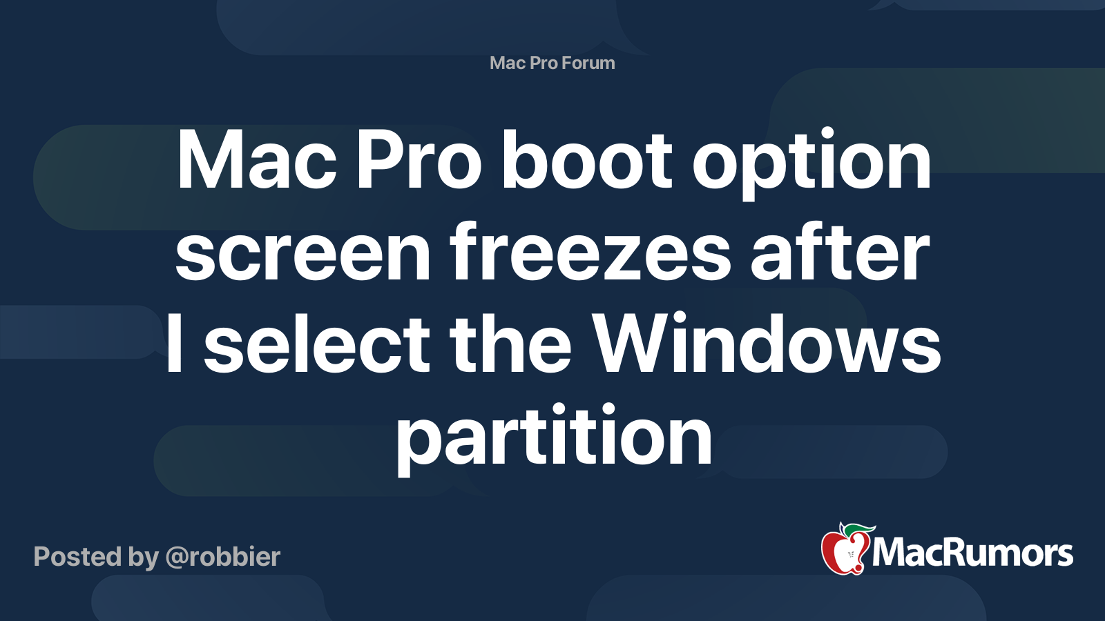 Mac Pro boot option screen freezes after I select the Windows partition