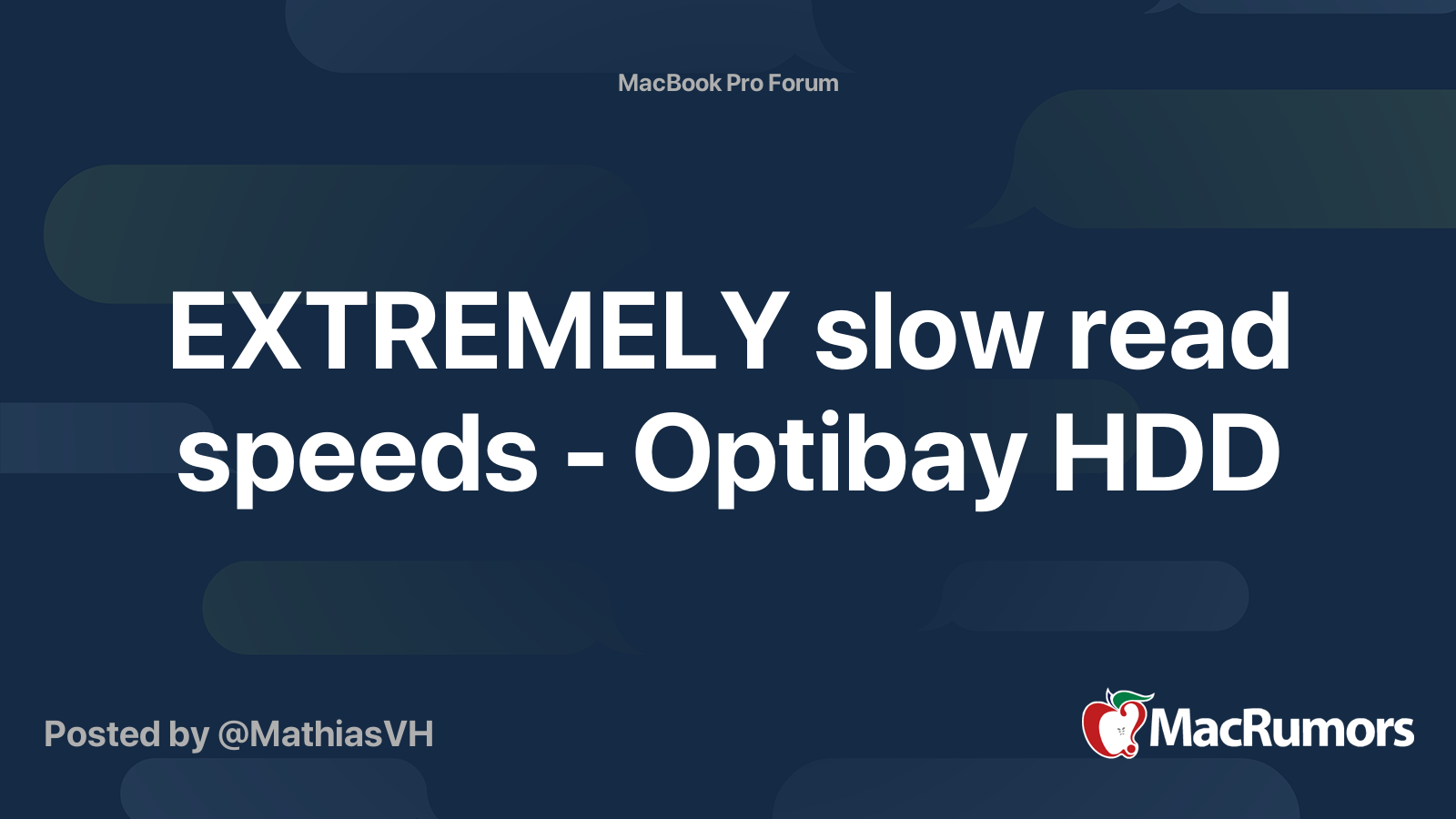 EXTREMELY slow read speeds Optibay HDD MacRumors Forums