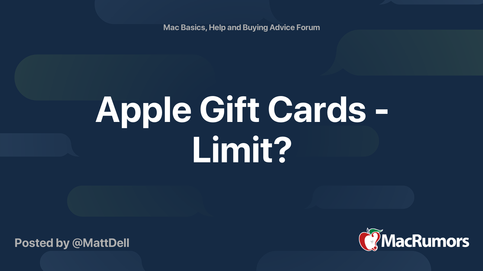 Apple Gift Cards Limit? MacRumors Forums