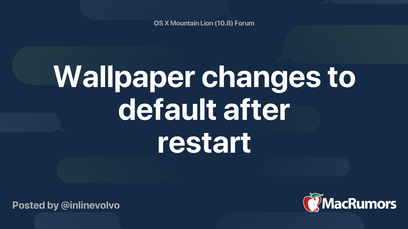 Wallpaper Changes To Default After Restart Macrumors Forums