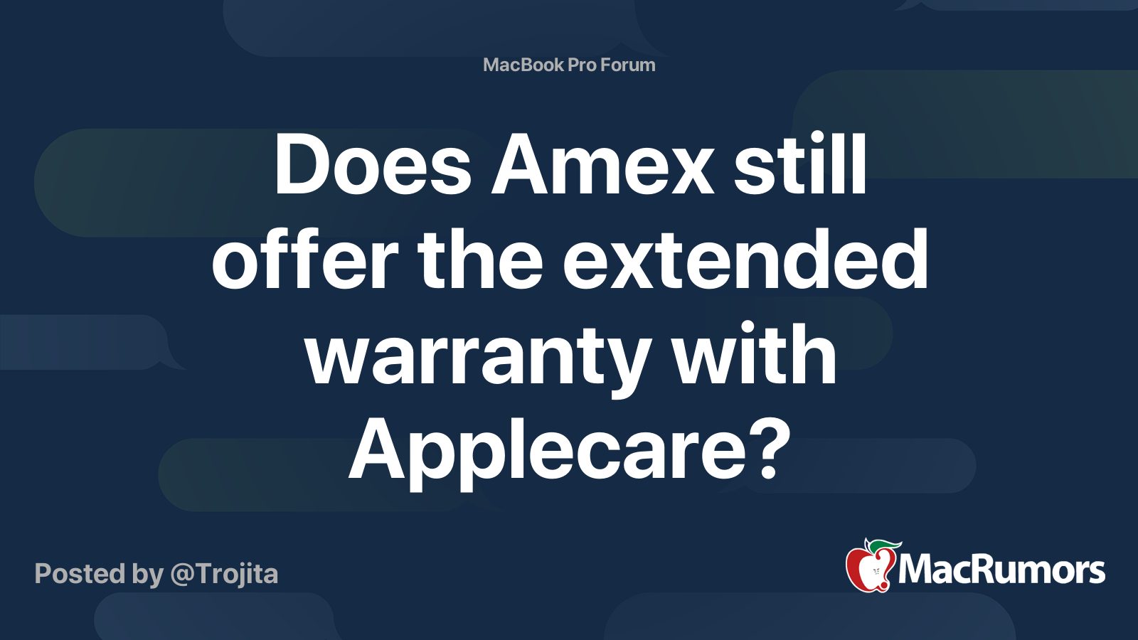 Does Amex still offer the extended warranty with Applecare? MacRumors