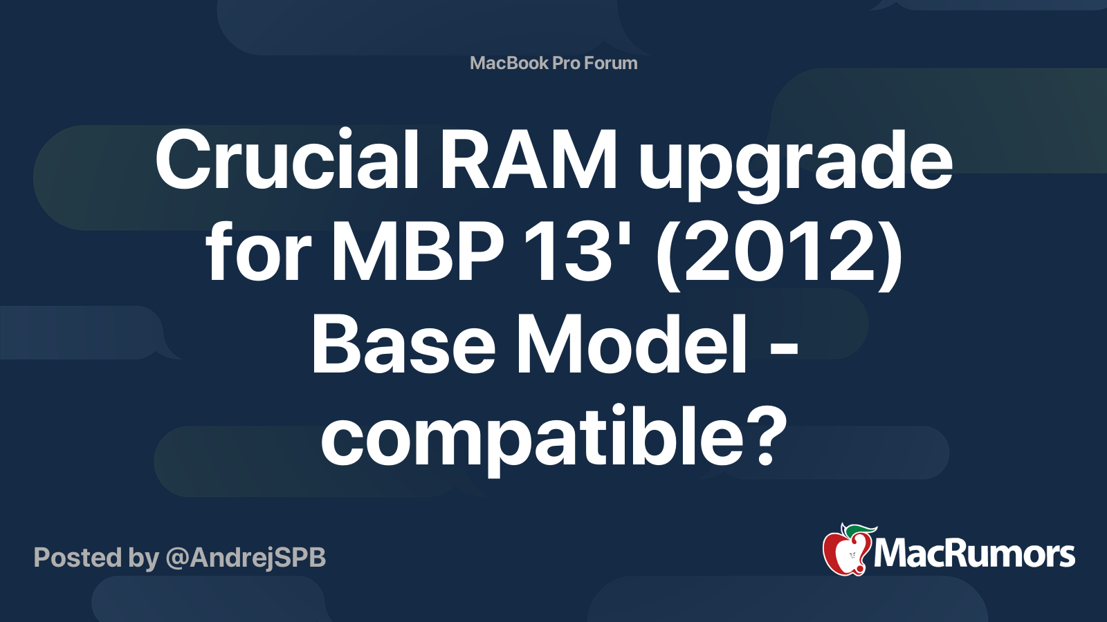 Crucial Ram Upgrade For Mbp 13 12 Base Model Compatible Macrumors Forums