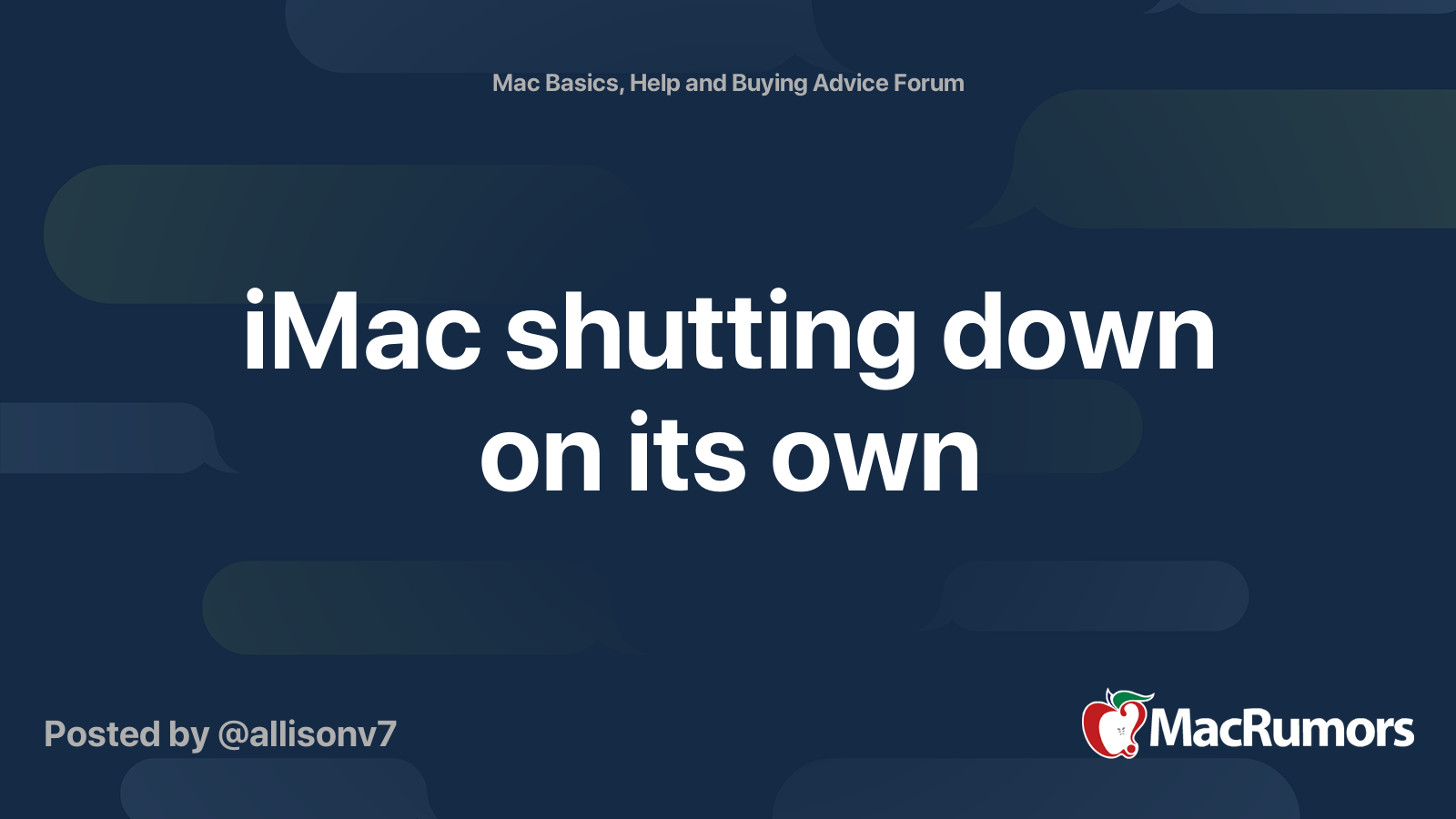 IMac Shutting Down On Its Own MacRumors Forums