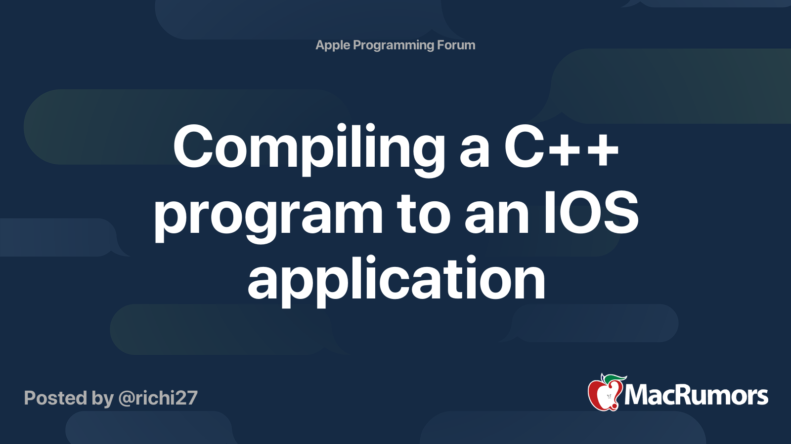 Compiling a C++ program to an IOS application | MacRumors Forums