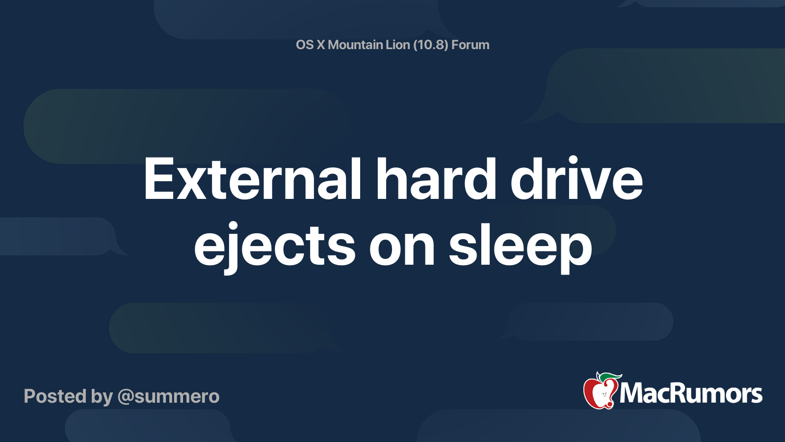 External hard drive ejects on sleep MacRumors Forums