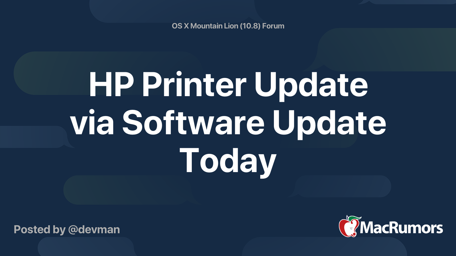 HP Printer Update via Software Update Today MacRumors Forums