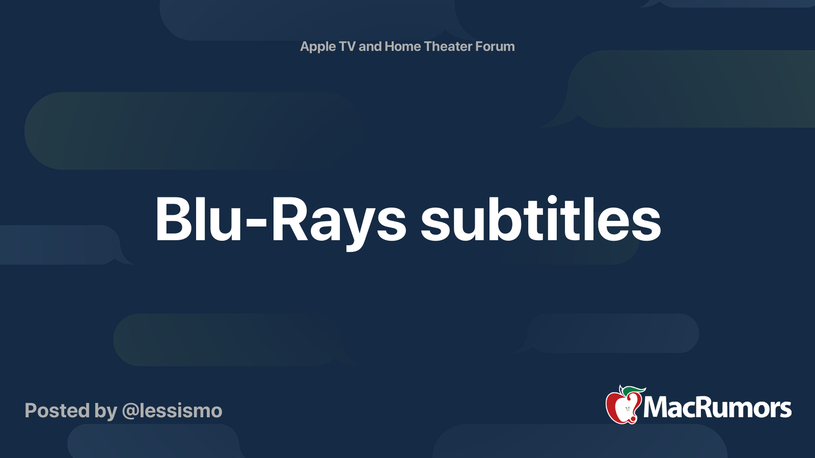 Blu-Rays subalts | MacRumors Forums