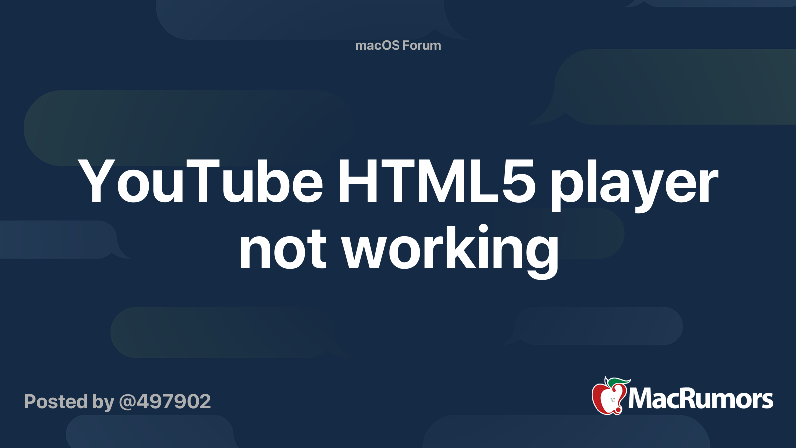 YouTube HTML5 player not working MacRumors Forums