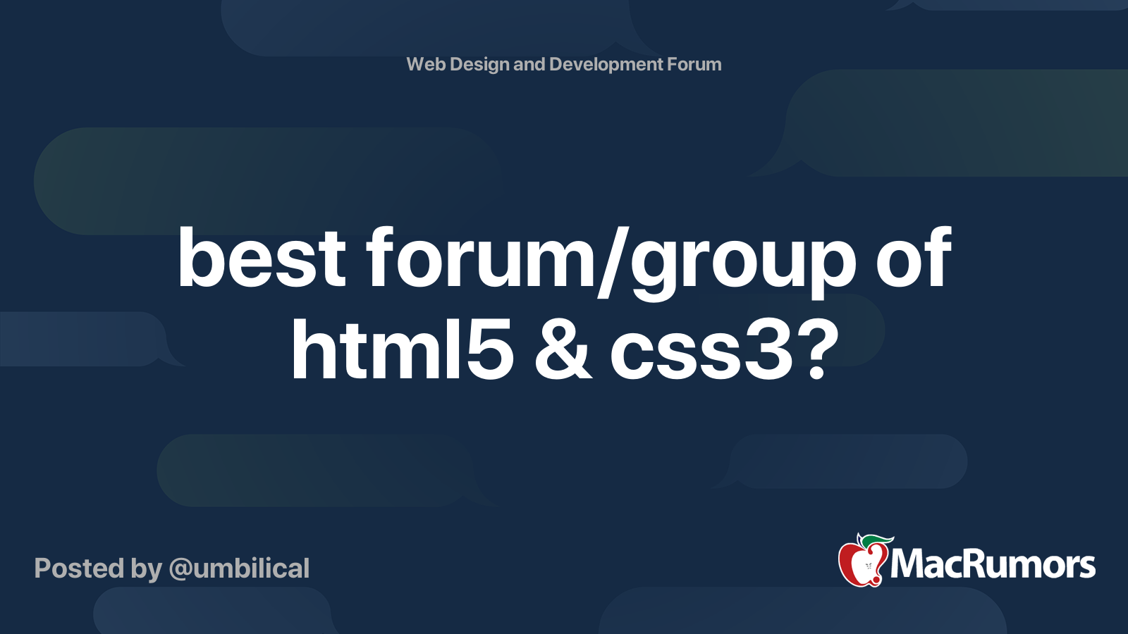 best forum/group of html5 & css3? | MacRumors Forums