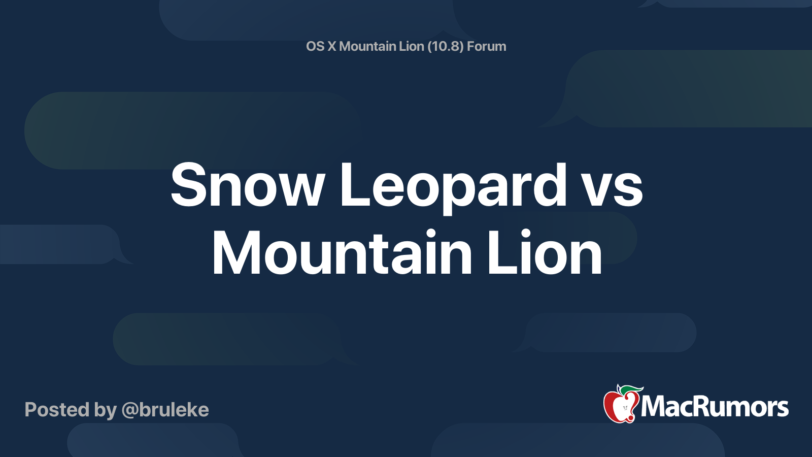 Snow Leopard vs Mountain Lion | MacRumors Forums