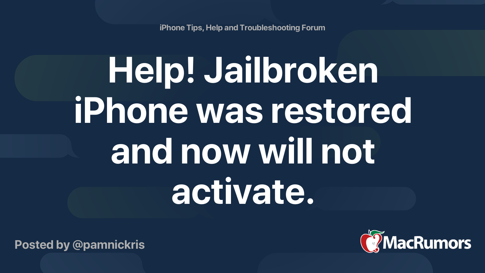 Help! Jailbroken iPhone was restored and now will not activate