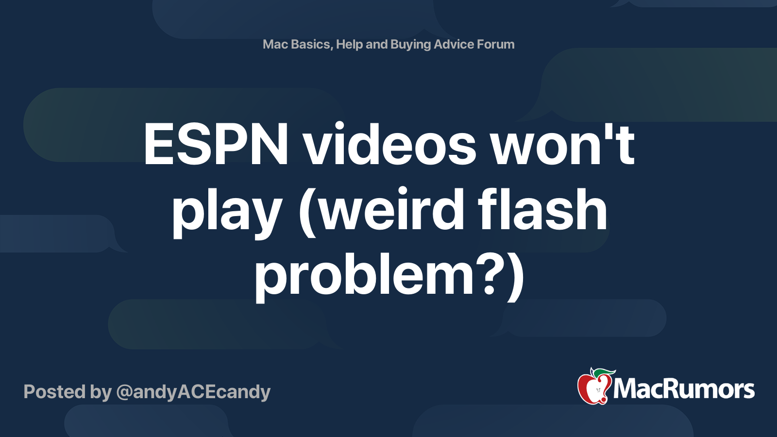 ESPN videos won't play (weird flash problem?) MacRumors Forums