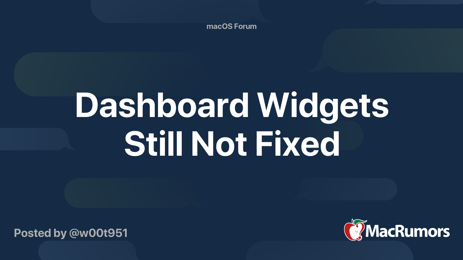 Dashboard Widgets Still Not Fixed MacRumors Forums