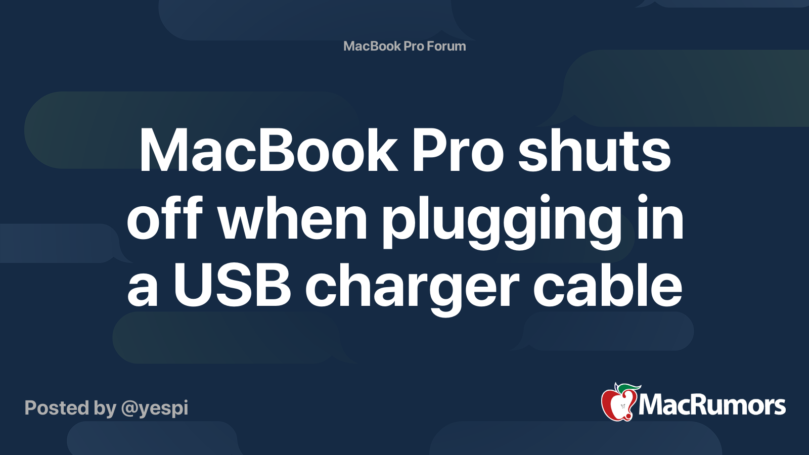 MacBook Pro shuts off when plugging in a USB charger cable MacRumors