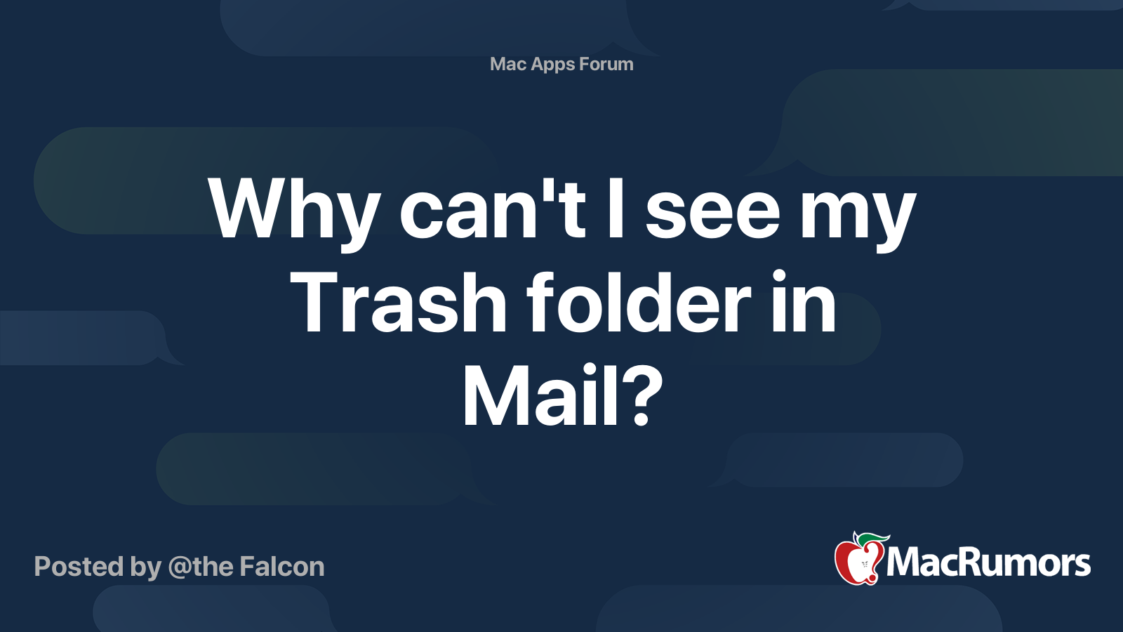 Why can't I see my Trash folder in Mail? MacRumors Forums