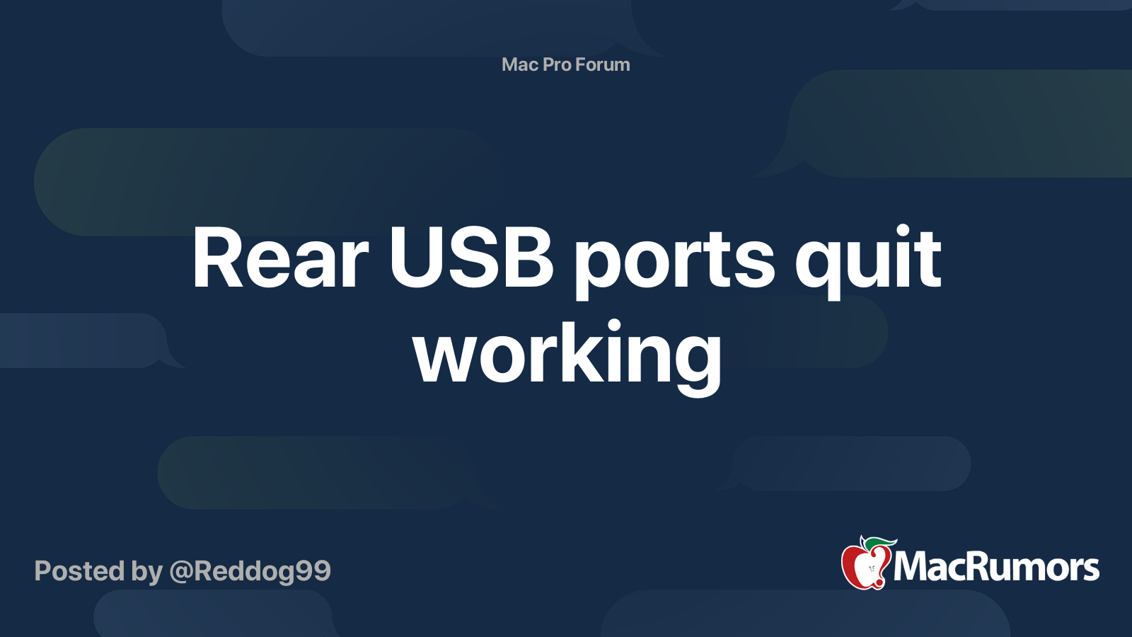 Rear USB ports quit working | MacRumors Forums