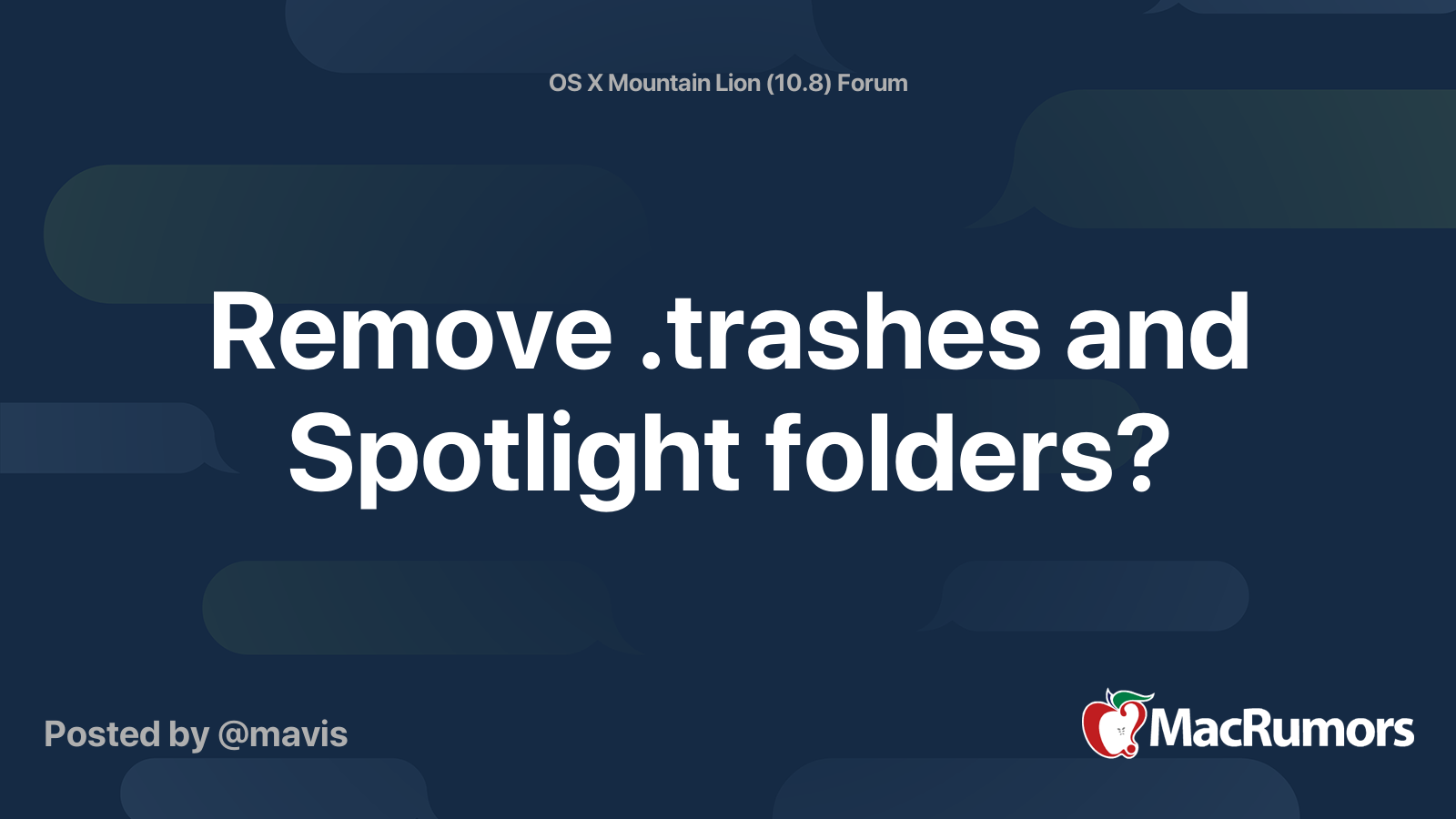 Remove .trashes and Spotlight folders? MacRumors Forums