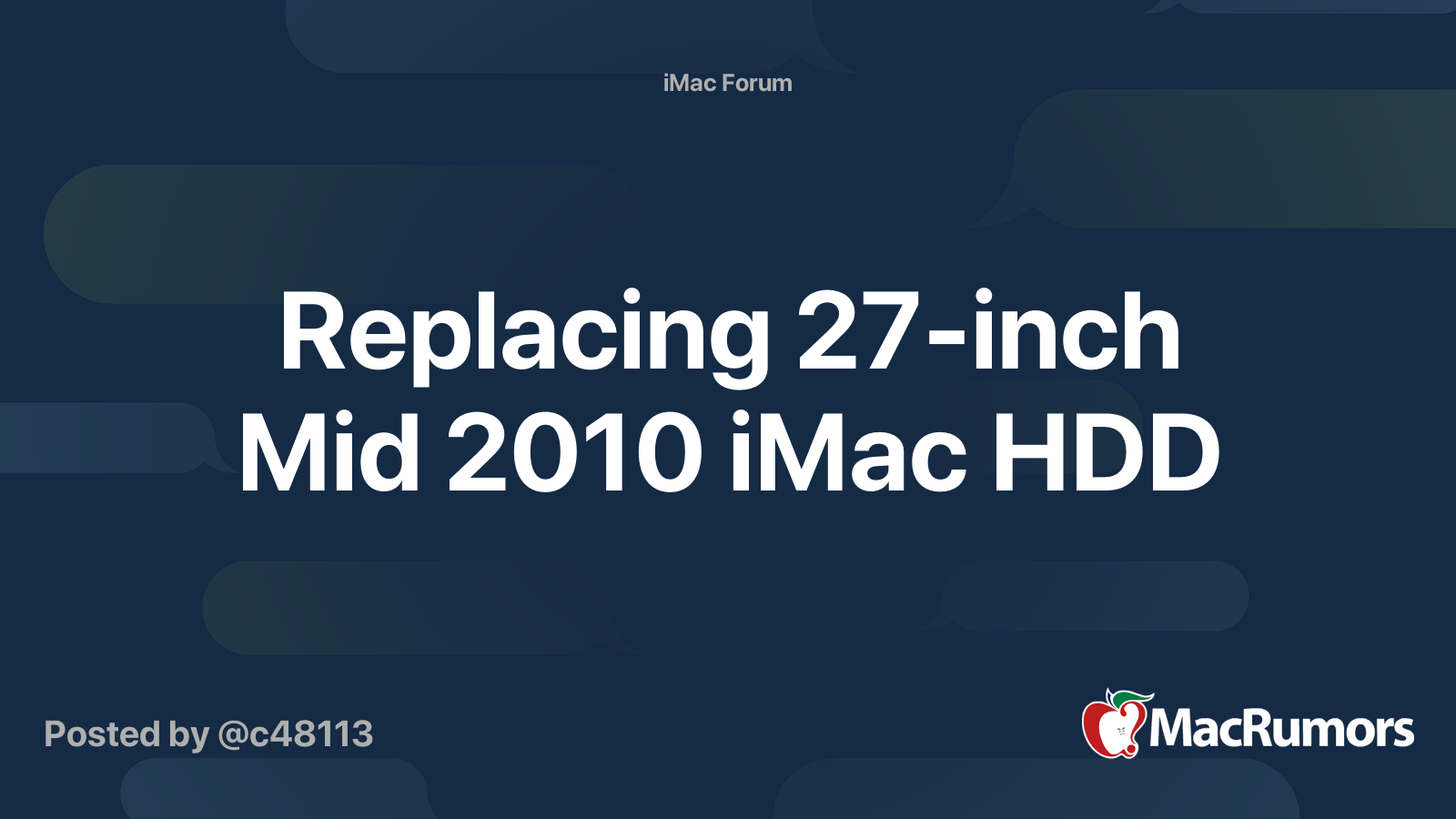 Replacing 27 Inch Mid 10 Imac Hdd Macrumors Forums