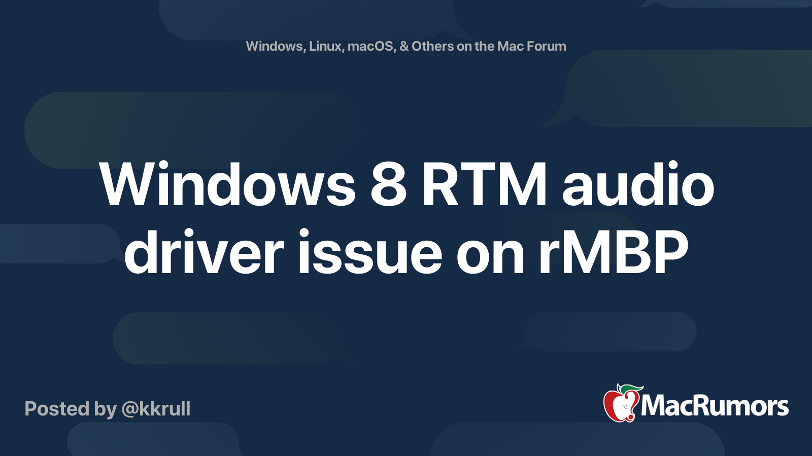 Windows 8 Rtm Audio Driver Issue On Rmbp Macrumors Forums