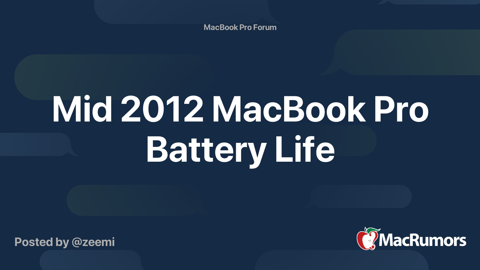Mid 12 Macbook Pro Battery Life Macrumors Forums