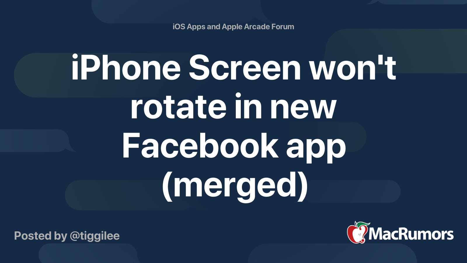 iPhone Screen won't rotate in new Facebook app (merged) MacRumors Forums