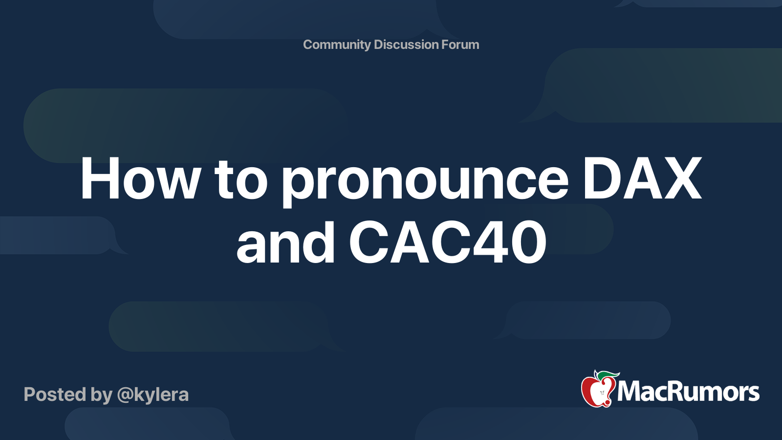 How To Pronounce Dax And Cac40 Macrumors Forums