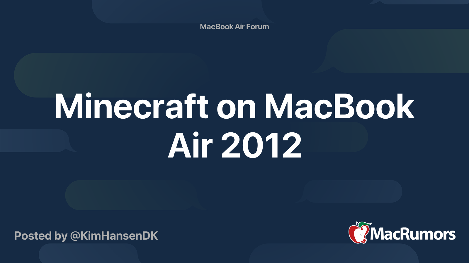 Minecraft On Macbook Air 12 Macrumors Forums