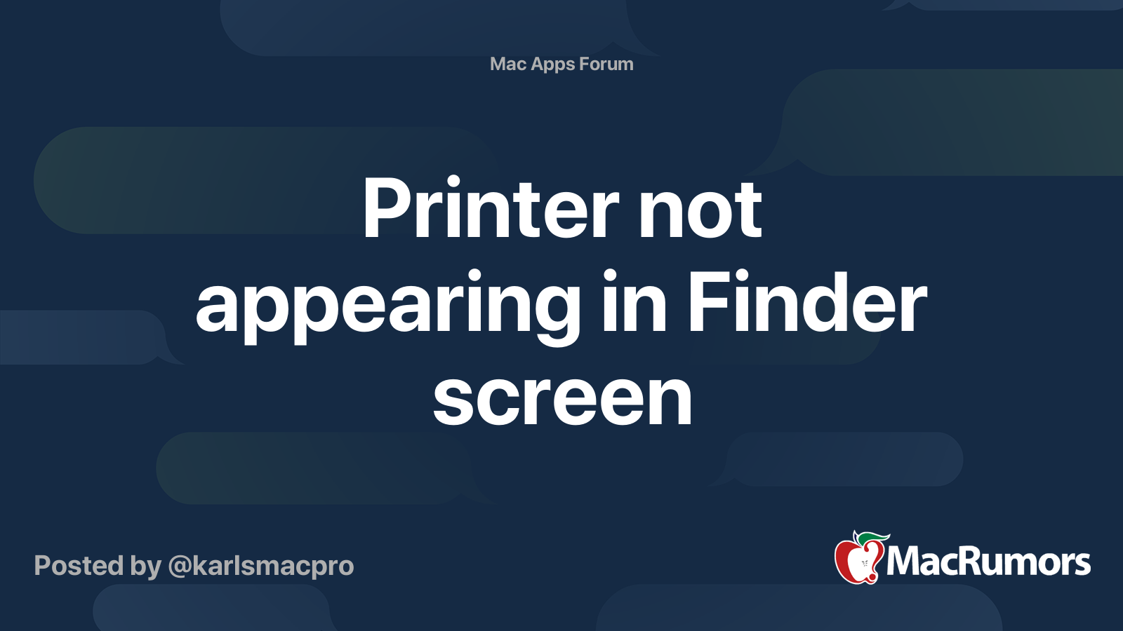 Printer not appearing in Finder screen MacRumors Forums