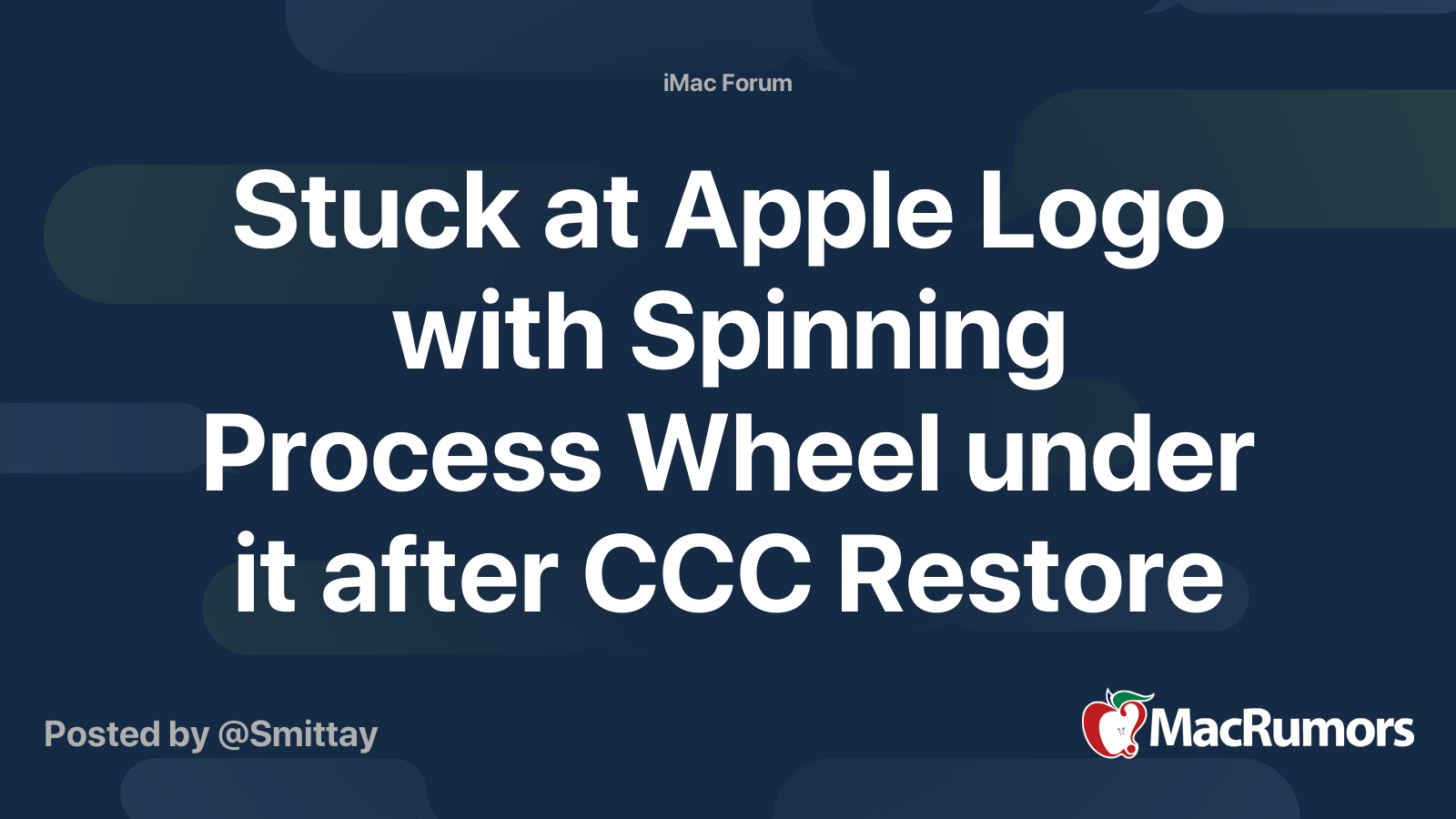 Stuck at Apple Logo with Spinning Process Wheel under it after CCC ...