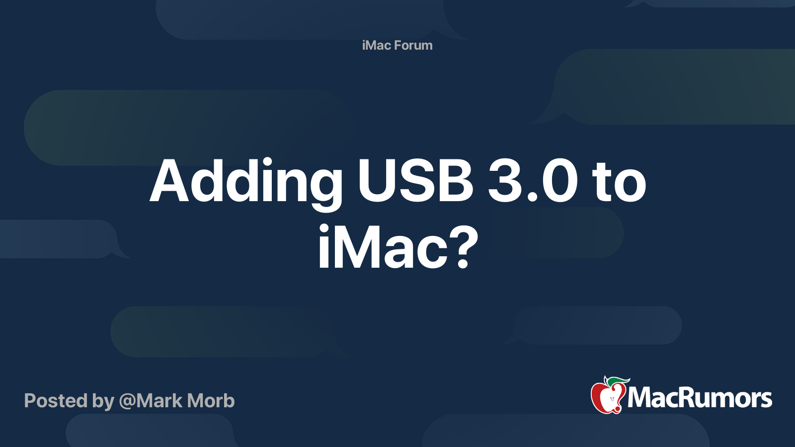 Microbe forvrængning excitation Adding USB 3.0 to iMac? | MacRumors Forums