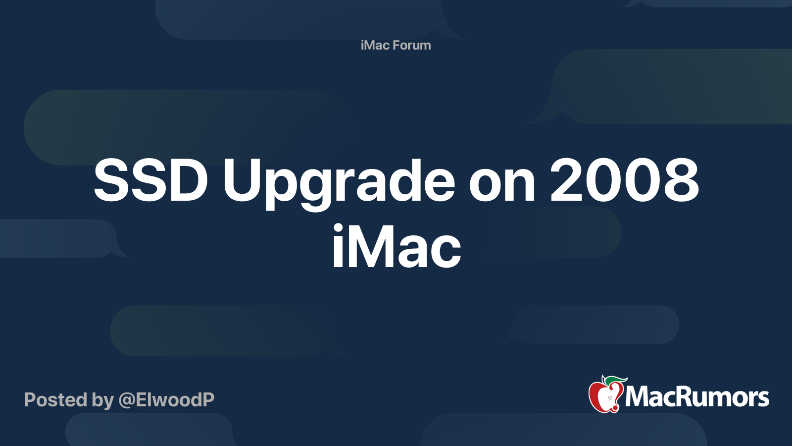SSD Upgrade on 2008 iMac | MacRumors Forums