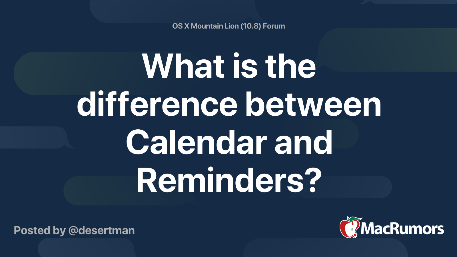 What is the difference between Calendar and Reminders? MacRumors Forums