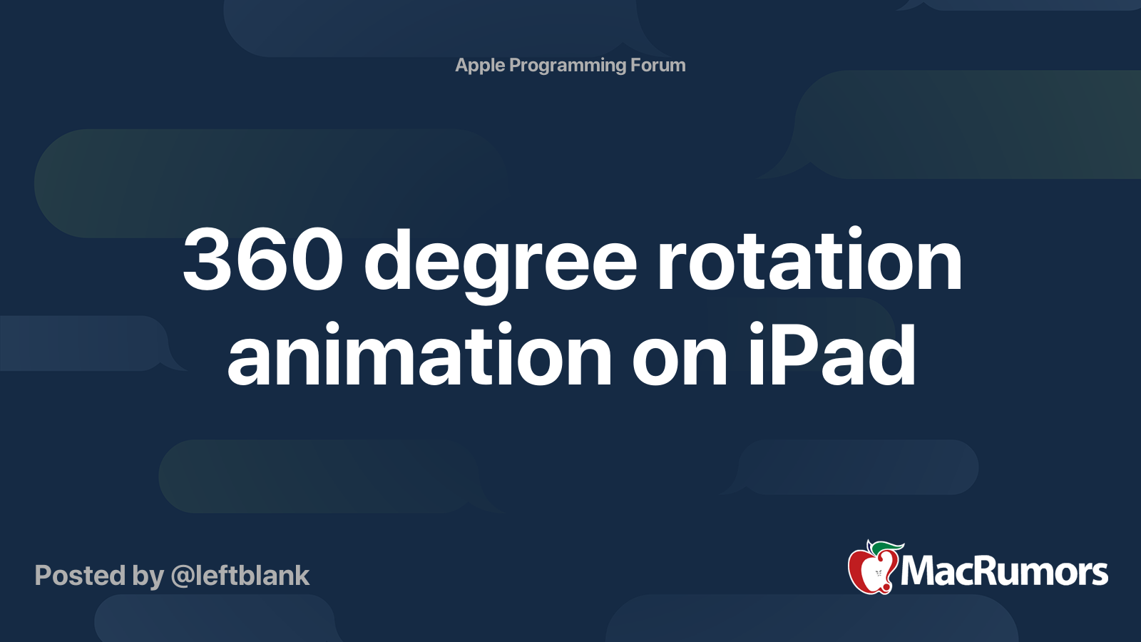 360 degree rotation animation on iPad | MacRumors Forums