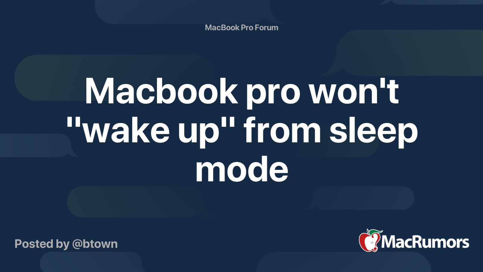 Macbook pro won't "wake up" from sleep mode | MacRumors Forums