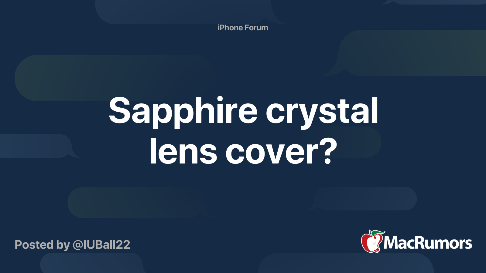 Sapphire crystal lens cover? MacRumors Forums
