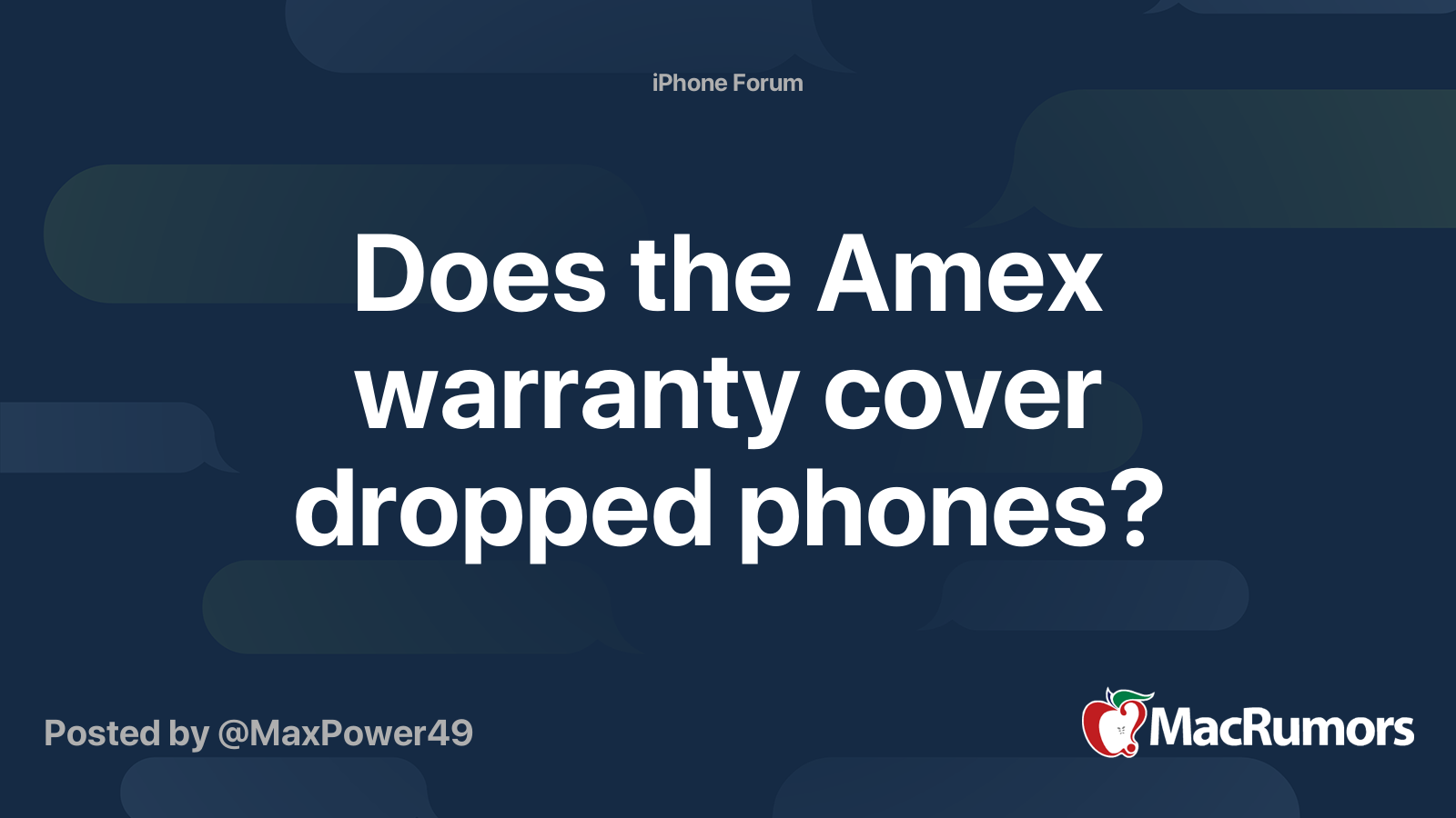 Does the Amex warranty cover dropped phones? MacRumors Forums