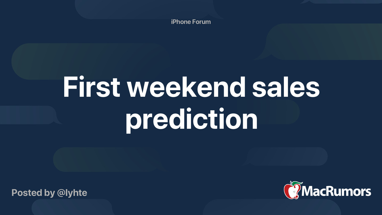 First weekend sales prediction MacRumors Forums