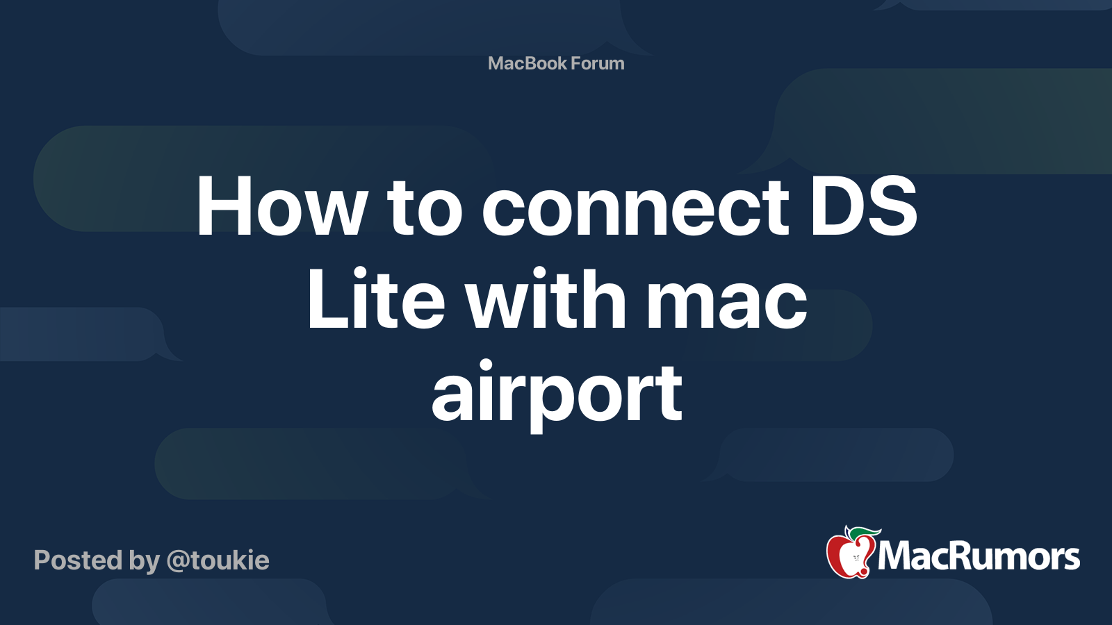 How to connect DS Lite with mac airport MacRumors Forums