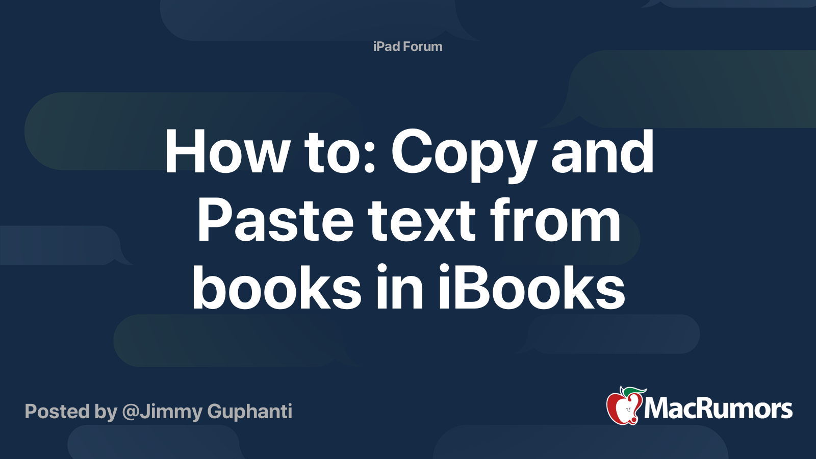 How to: Copy and Paste text from books in iBooks | MacRumors Forums
