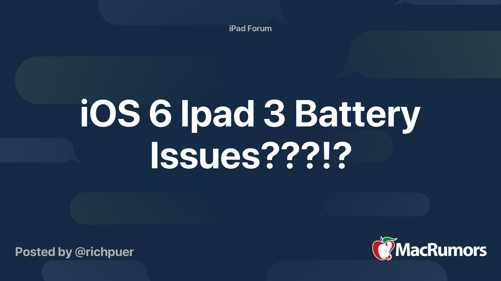 iOS 6 Ipad 3 Battery Issues???!? | MacRumors Forums