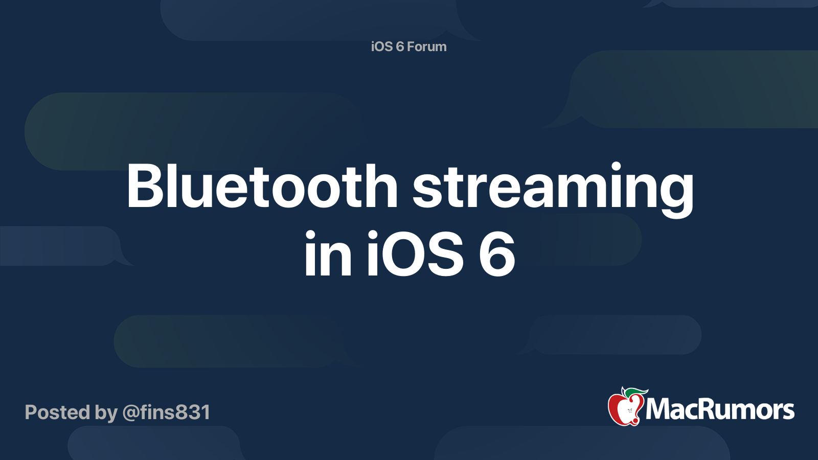 Bluetooth streaming in iOS 6 | MacRumors Forums