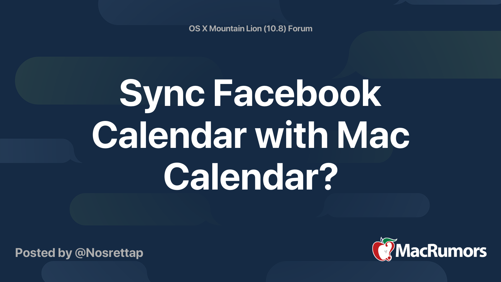 Sync Facebook Calendar with Mac Calendar? MacRumors Forums