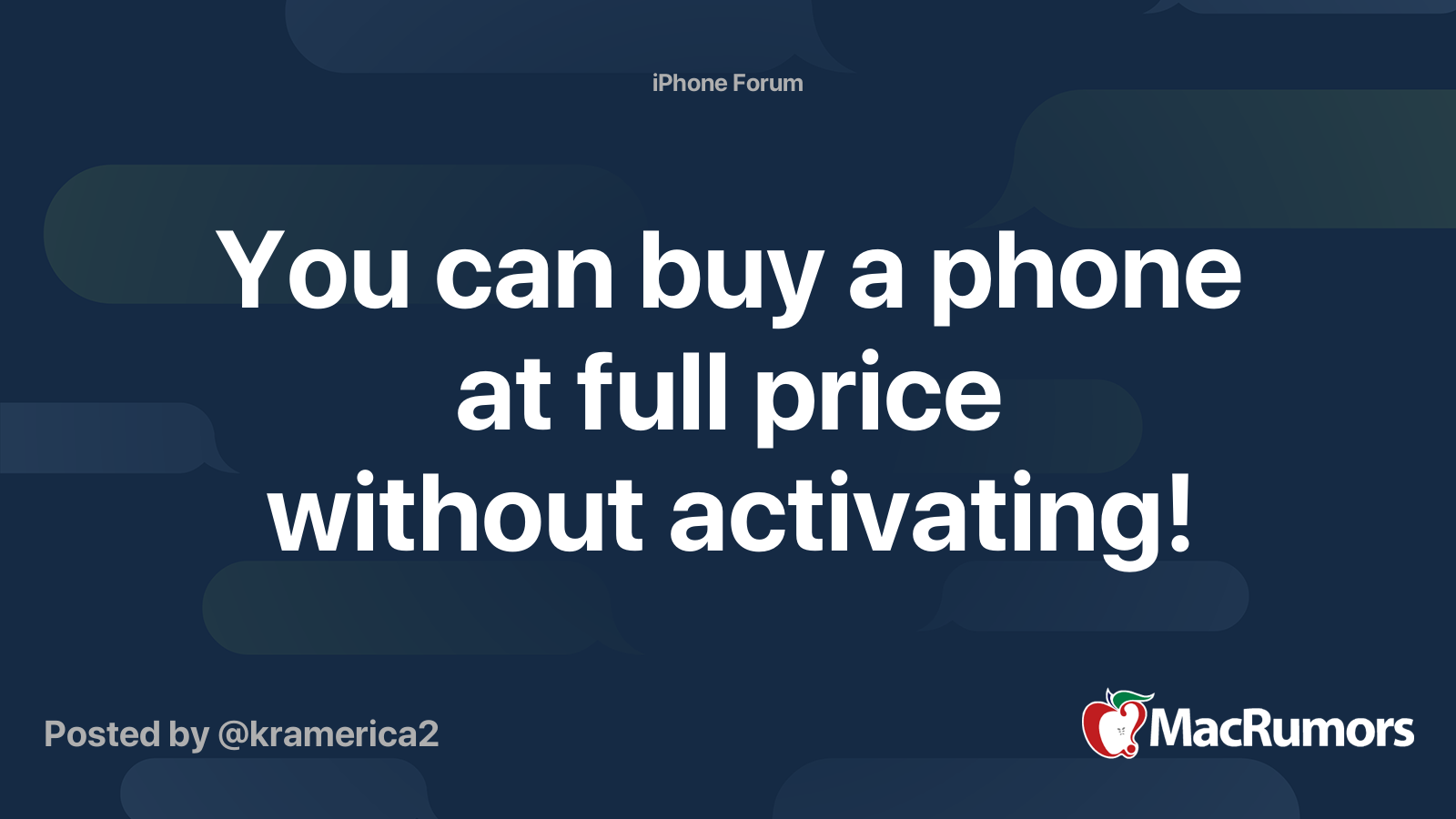 You Can Buy A Phone At Full Price Without Activating MacRumors Forums