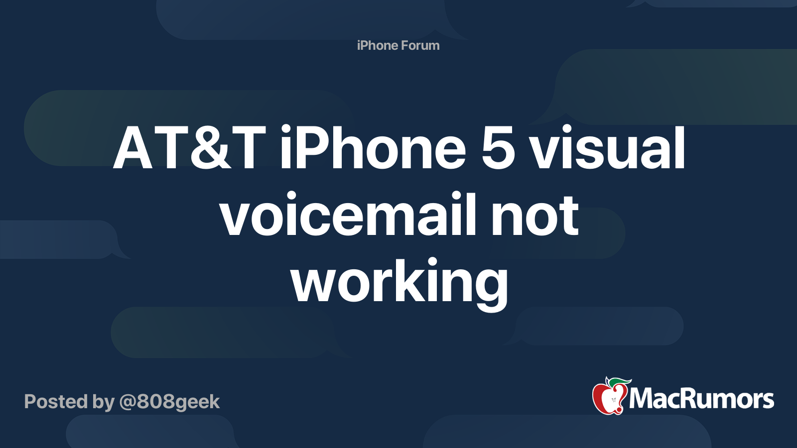 AT&T iPhone 5 visual voicemail not working MacRumors Forums