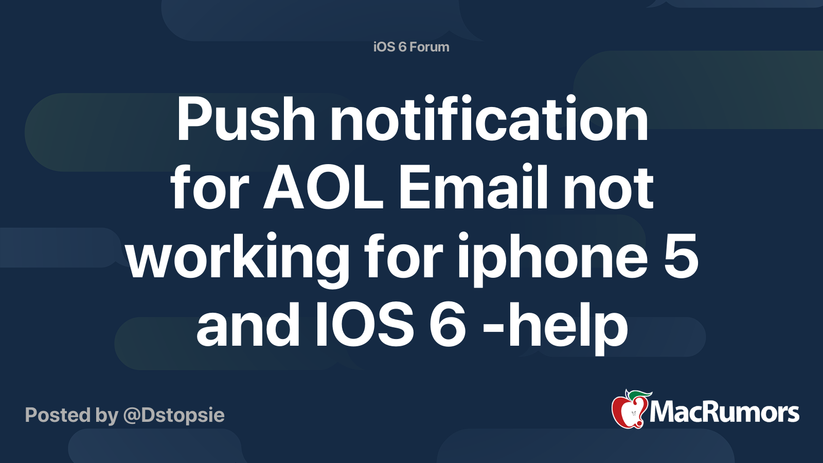 Push notification for AOL Email not working for iphone 5 and IOS 6