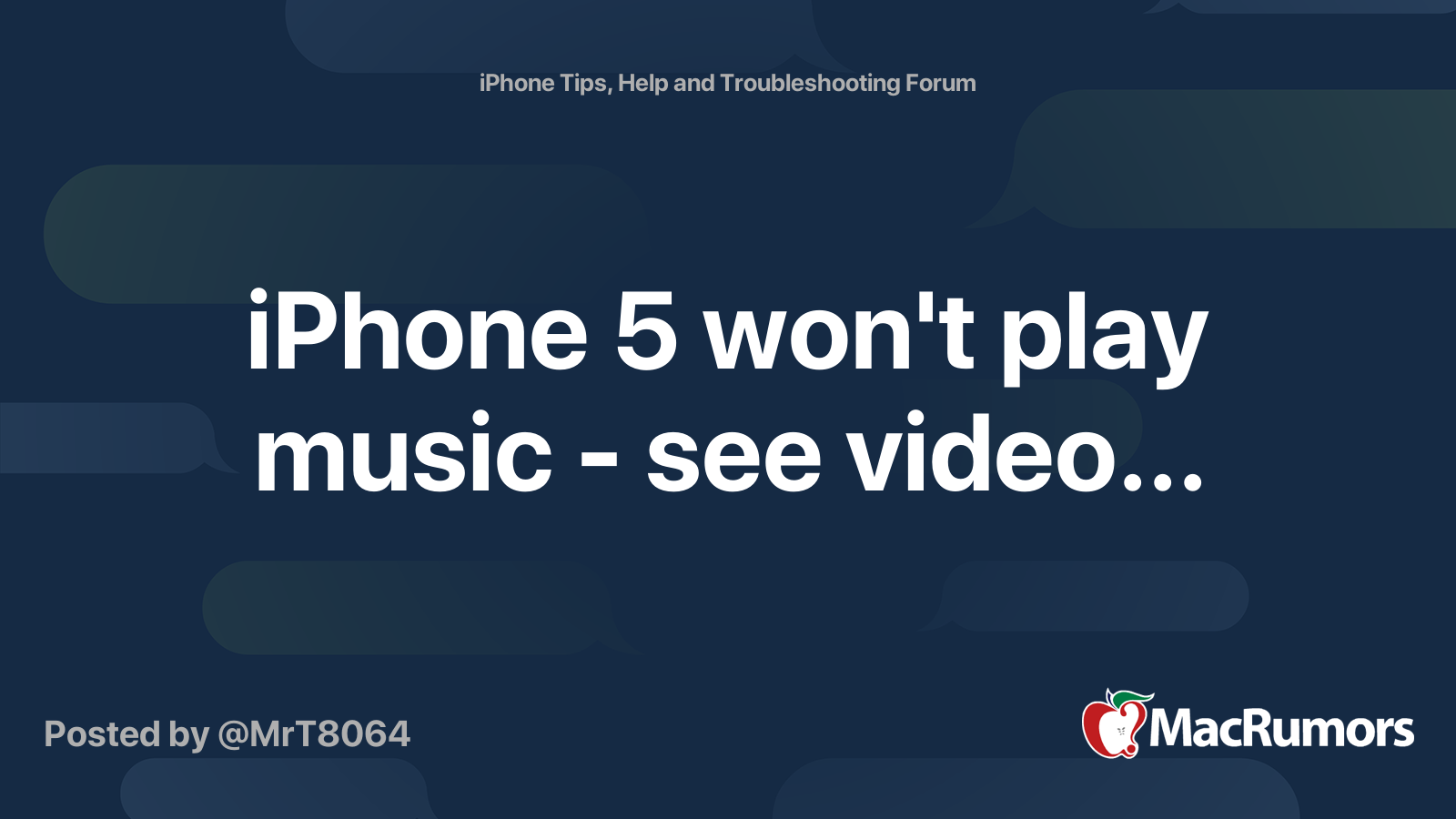 iPhone 5 won't play music see video... MacRumors Forums