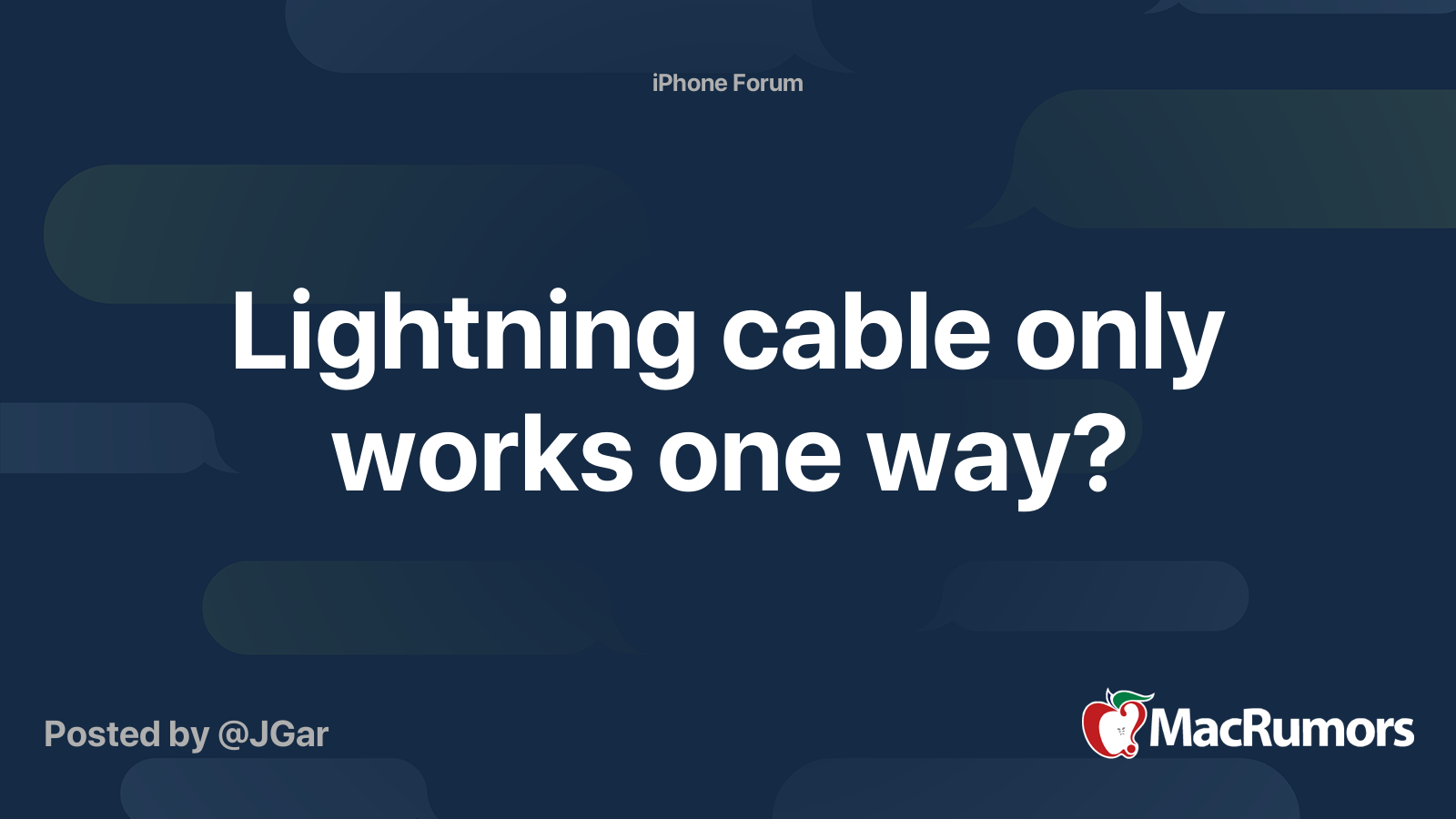 Lightning cable only works one way? MacRumors Forums